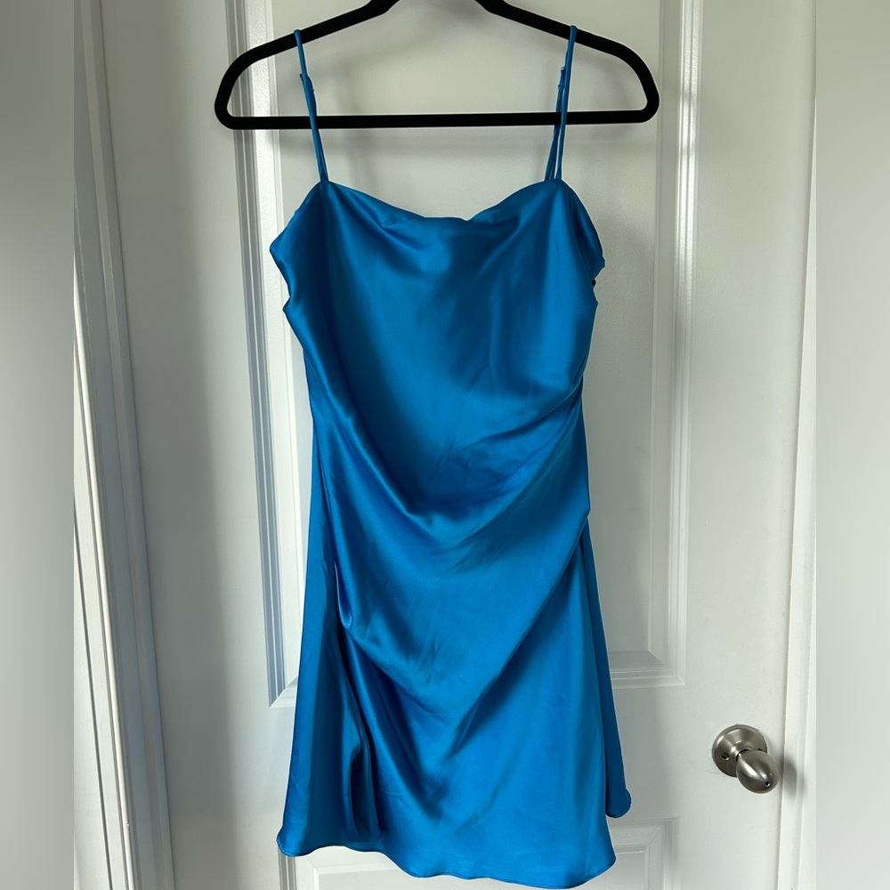 Blue Satin Corseted Dress